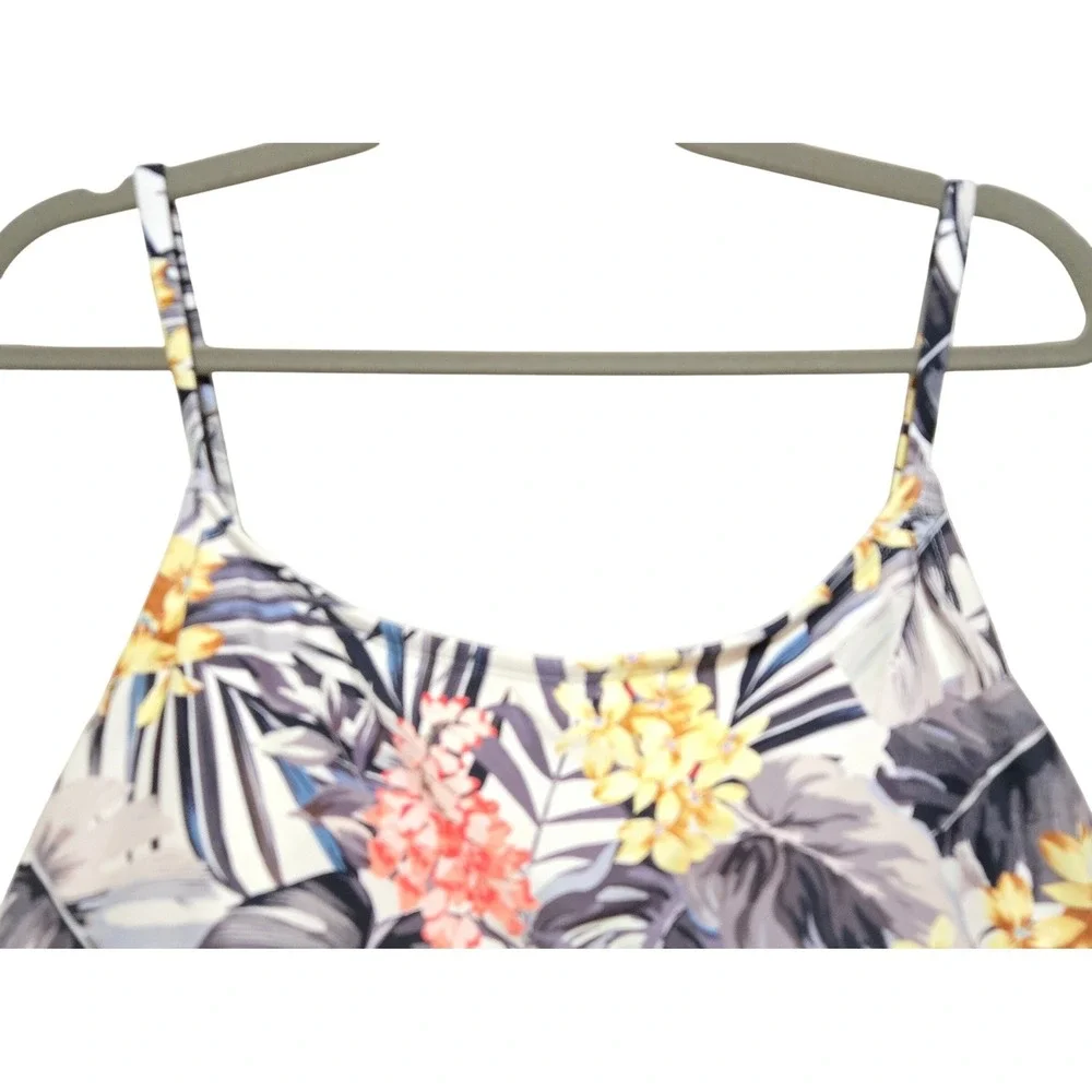 Hurley Women's Tropical Floral One‎ Piece Swimsuit Strappy Back White XXL